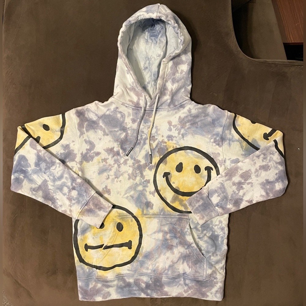 Chinatown Market Smiley AOP Tie Dye Pullover Hoodie Size Small